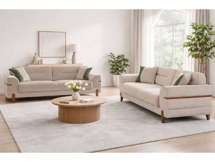 Xlmoebel 3-Sitzer Beige 3-Sitzer Sofa für modernes Wohnen und Entspannung, 3-Sitzer 1 Teile, Made in Europa