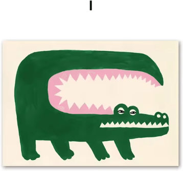 Inspire Picks Abstract Crocodile & Fish Canvas Art Colorful Modern Wall Decor i 40x50cm No Frame