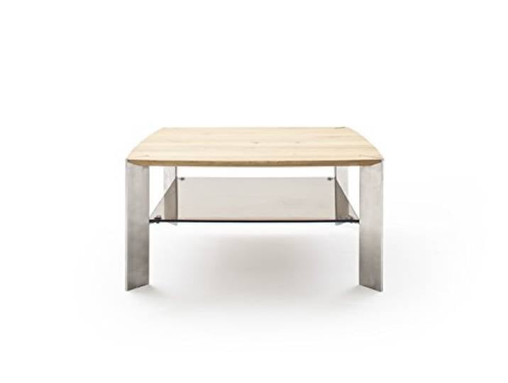 Robas Lund Couchtisch Wohnzimmertisch mit Glaseinlage - Edelstahlbeine, Nelia