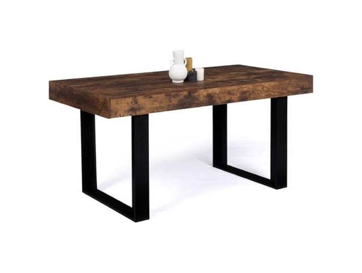 IDMarket - Rechteckiger Esstisch Phoenix 6 Personen Holz Effekt antik und schwarz 160 cm