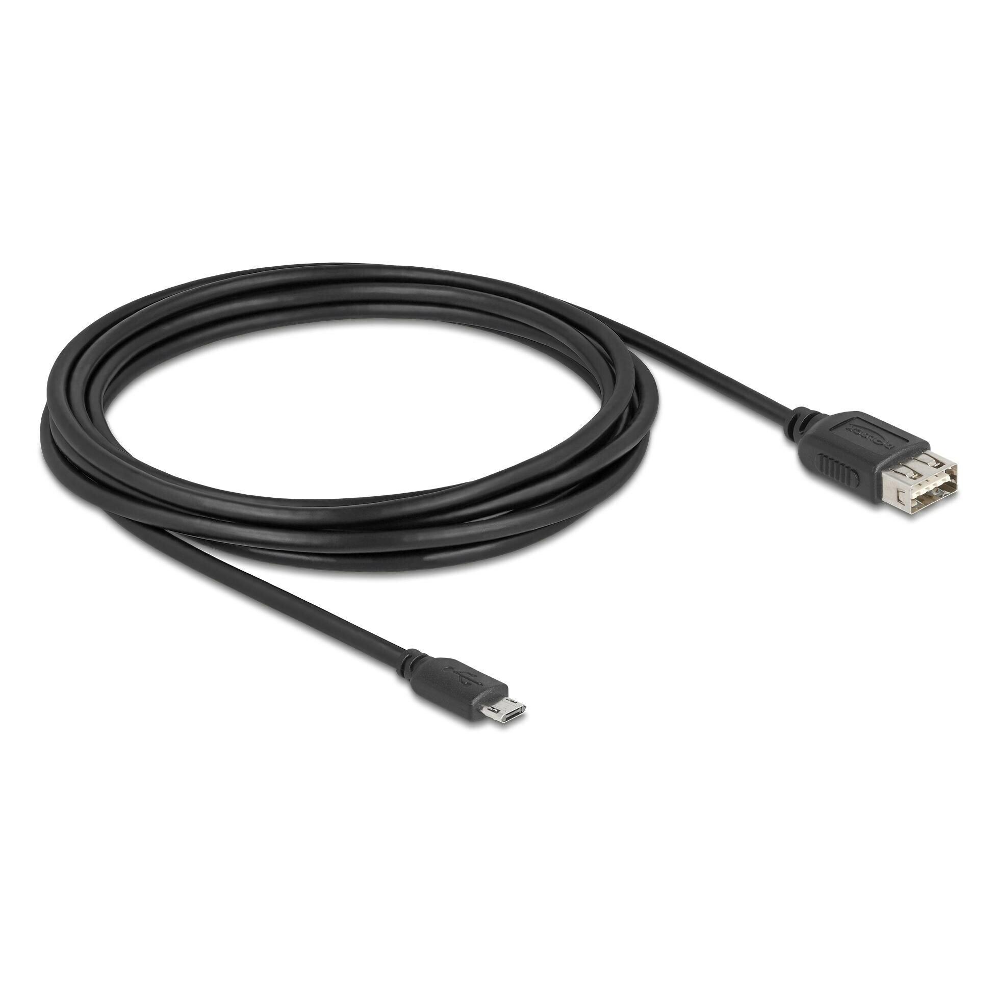 Delock USB 2.0 Kabel EASY USB Typ Micro-B Stecker zu EASY USB Typ-A Buchse 3 m (3 m, USB 2.0) (81520)