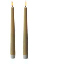 LED Stabkerzen Outdoor Tafelkerzen Timer H: 25,5cm creme 2er Set
