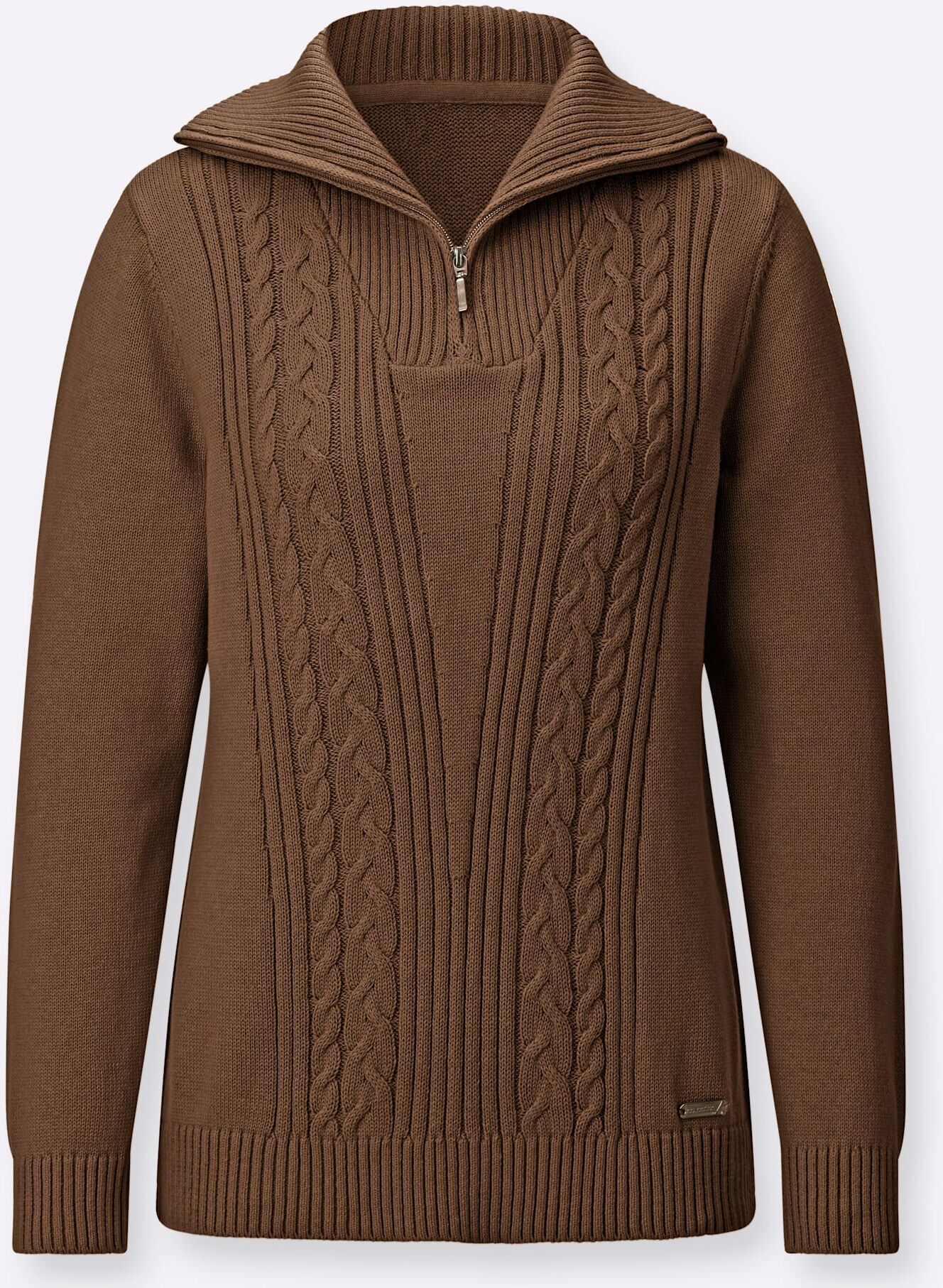 Troyer CASUAL LOOKS "Troyer-Pullover", Damen, Gr. 52, braun, 100% Baumwolle, unifarben, Pullover Troyer braun 52