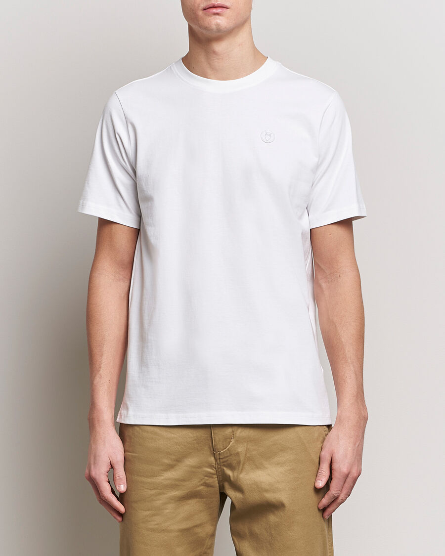 KnowledgeCotton Apparel Loke Badge T-Shirt Bright White men XL Hvid