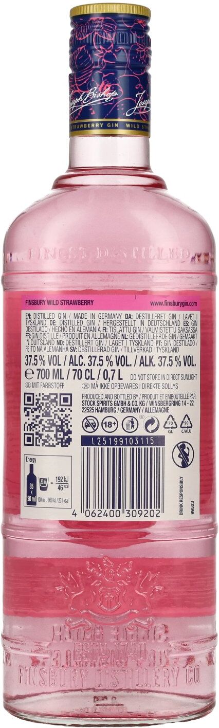 Finsbury Gin Finsbury Wild Strawberry Distilled Gin 37,5% Vol. 0,7l