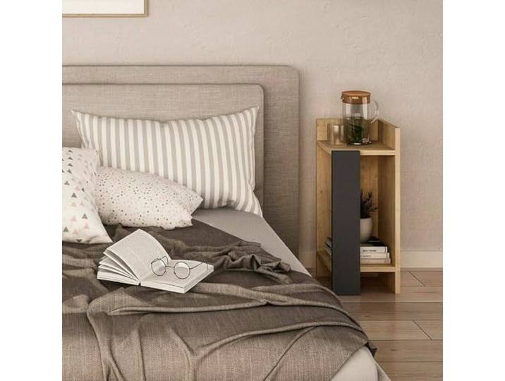 Dmora Nachttisch Libra 25x27x60h cm Braun, 2 Regale