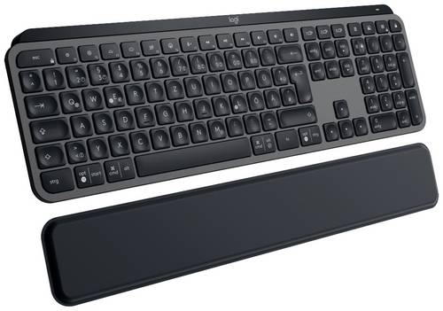 Logitech MX Keys S PLUS PALMREST Bluetooth Tastatur Deutsch, QWERTZ Graphit Beleuchtet, Ergonomisch, Multipair-Funktion