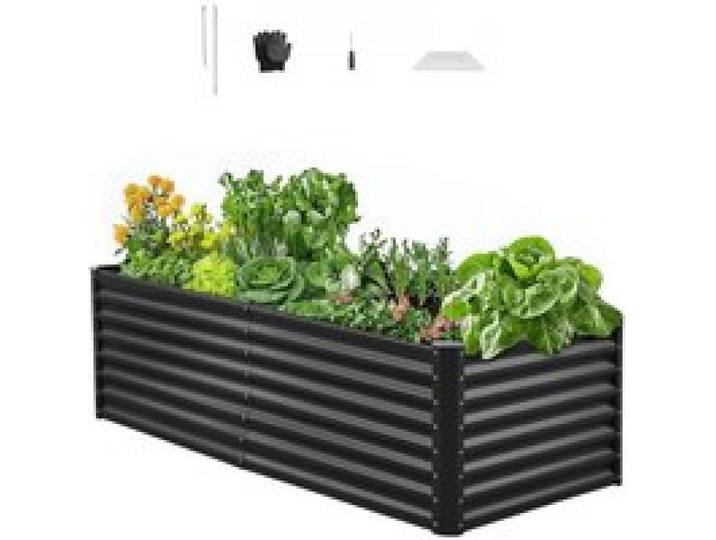 VEVOR Hochbeet Metall 1800x900x600 mm, Pflanzbeet, Gemüsebeet, Pflanzkasten mit offenem Boden & abgerundeten Kanten, Blumenbeet, Kräuterbeet, ideal für Gemüse, Blumen, Kräuter & Sukkulenten