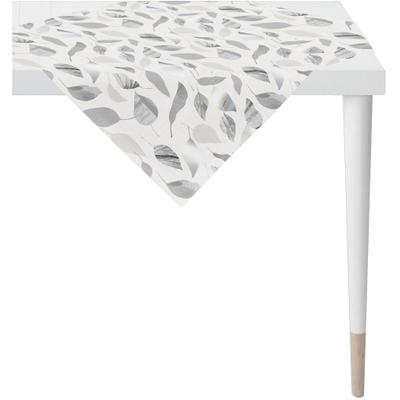 Mitteldecke APELT "3406", weiß (grau, weiß), B:100cm L:100cm, Baumwolle, Polyester, Tischdecken, Mitteldecke