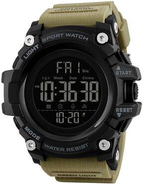 Everyday Crate SKMEI 1384 Digital Sports Watch 50M Waterproof Mens Watch With Dual Time LED Display khaki
