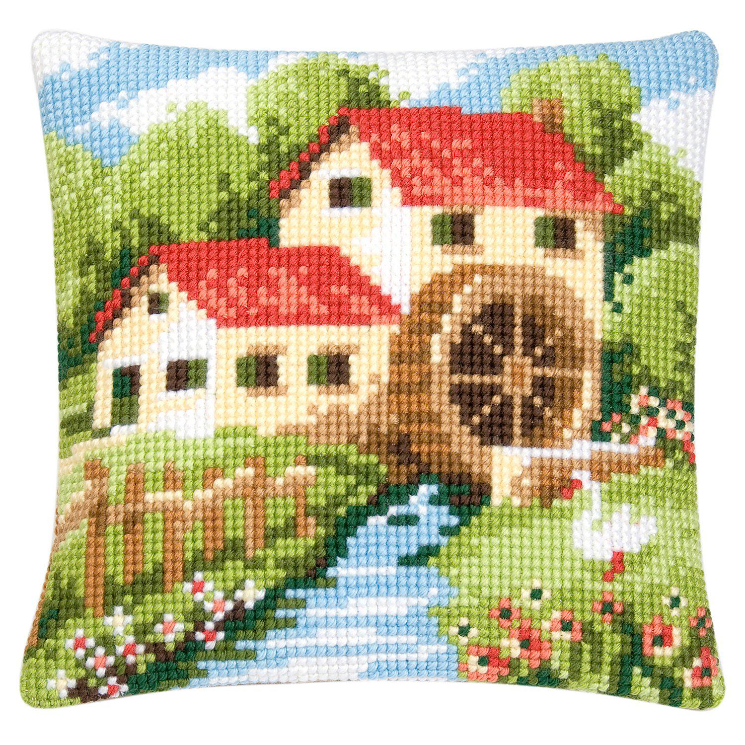 Kreuzstichkissen "Mühle"
