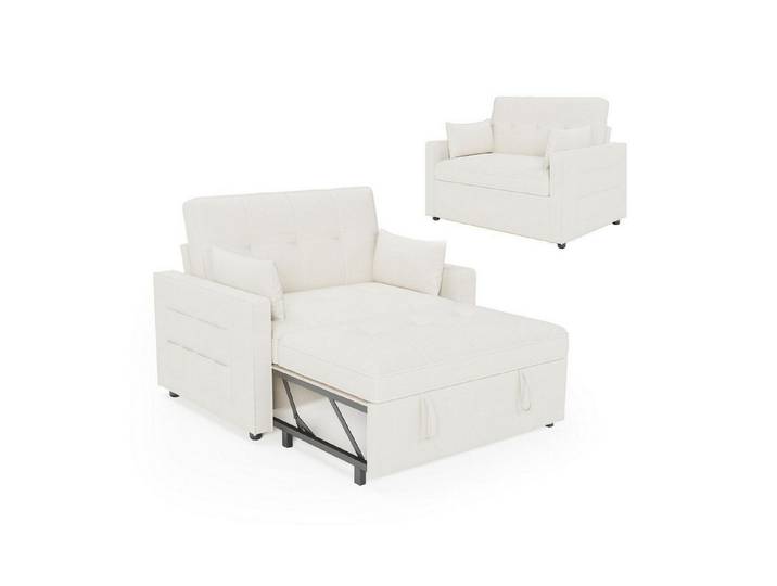 LuxusKollektion Schlafsofa Schlafsofa 186x122cm 3in1 5stufig Rückenlehne Leinen Cremeweißes