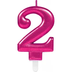 Kerze pink Zahl 2