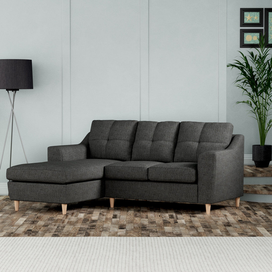 Latitude Run Espitia 3 Seater Corner Chaise Charcoal 89cm H X 191cm W X 145cm D