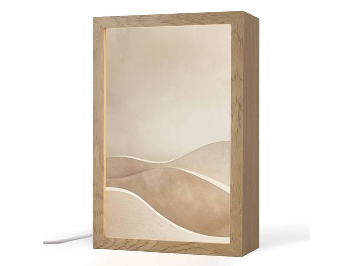 OnlyWow Tischleuchte - Beige - Natur - Abstrakt - Modern - 20x30 cm, Champagner, Holzwerkstoff, Rechteckig, LED integriert, 20x30x8 cm, Lampen & Leuchten, Innenbeleuchtung, Tischlampen