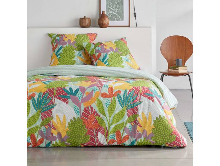 Parure de lit imprimé floral 260x240cm vert