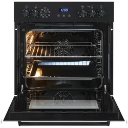 Exquisit Herd-Set | 67 l Backofen, A, 0,95 kWh Umluft | 8 Funktionen | 4 Strahlungszonen inkl. oval | EHE367-HBZ-120 mattschwarz
