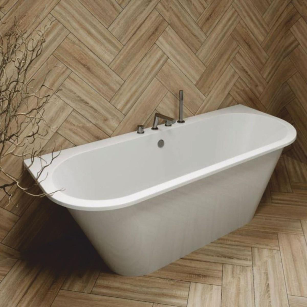 Casa Padrino Freistehende Luxus Badewanne Hochglanz Weiß 170 cm - Badezimmer Möbel