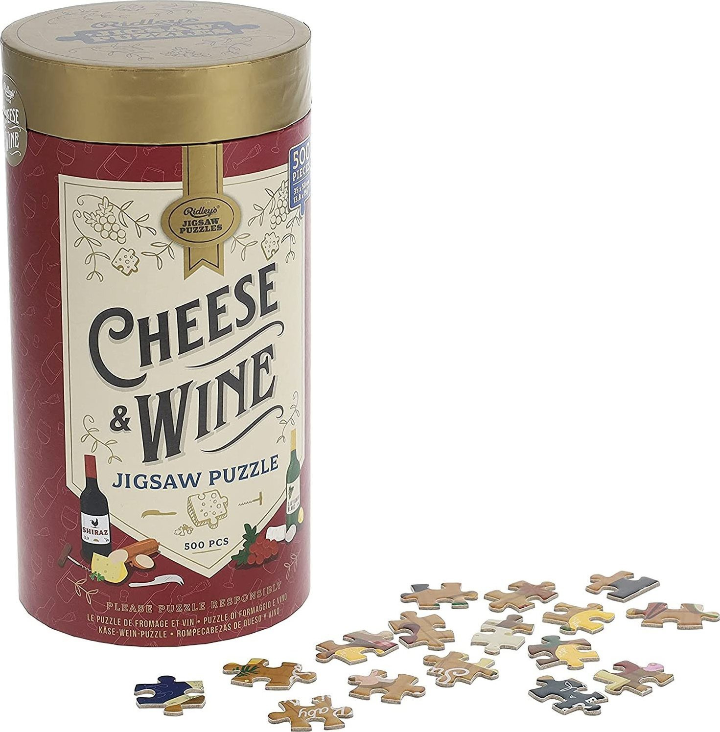 Puzzel van 500 stukjes met het thema Kaas en wijn