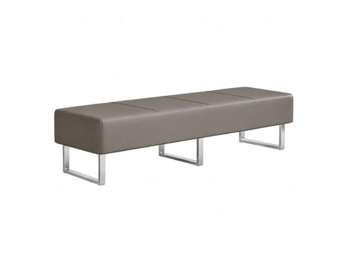 ZomoQryn Moderne Wartebank Gepolstert mit Kunstleder für Gäste und Empfang Gepolsterter Sitz aus PU-Leder mit Edelstahlbasis,Aufbewahrungsbank für Wartezimmer(Gray,180x42x42cm)