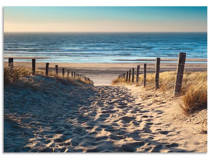 Küchenrückwand ARTLAND Weg zum Nordseestrand Sonnenuntergang , beige (naturfarben), B:70cm H:50cm, Aluminium, Spritzschutzwände, Küchenrückwand, Alu Spritzschutz mit Klebeband, einfache Montage