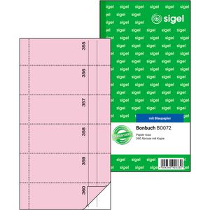 Sigel Bonbuch BO072, fortlaufend nummeriert, Kompaktblock mit 360 Bons, rosa