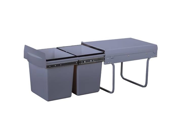 Poubelle tri sélectif encastrée plastique gris 36l
