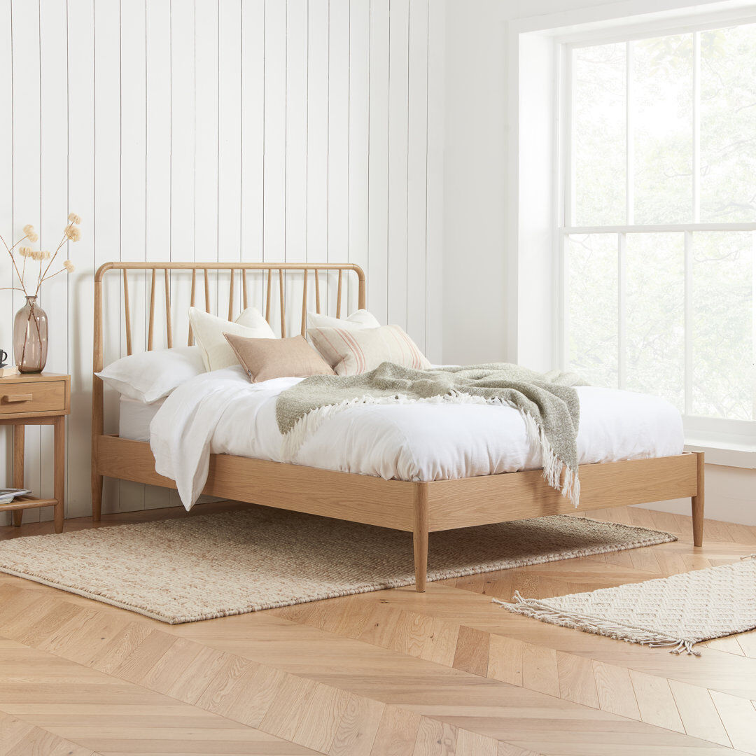 Isabelline Bealeton Platform Bed Oak Kingsize (5')