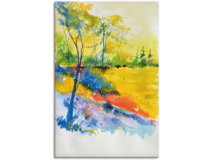 Leinwandbild ARTLAND Landschaft im Sonnenlicht , gelb (farbe bild(er): gelb), B:40cm H:60cm, Bilder, Leinwandbild, auf Holzrahmen gespannt