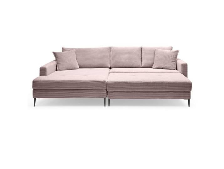 Trendstore Hilary Ecksofa in Cord mit Megahocker - Cord Zoom flamingo - links Modern