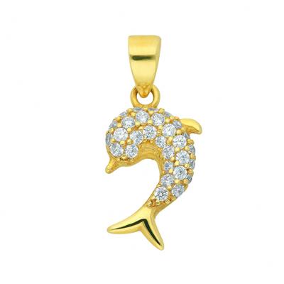 Kettenanhänger ADELIA´S "Anhänger Delphin 333 Gold ( 8K ) mit Zirkonia", gold, Schmuckanhänger, Mädchen, mit Zirkonia, Gold, Kettenanhänger, Goldanhänger Delphin