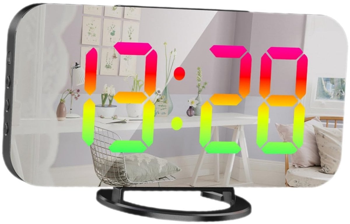 Longziming Digitale LED Wekker - Elektronische Tafelklok met Groot Display - Zwart