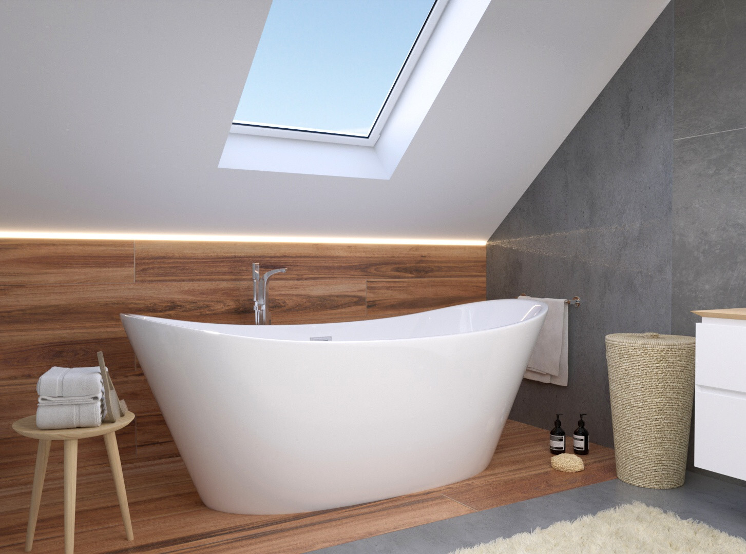 Freistehende Badewanne Rossa 170x80 | Ablauf Klick-Klack im SET!