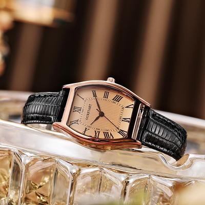 Fashion Sheath Vintage Barrel Shaped Quartz Women Watch black
