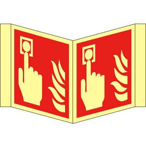 Abtec Hinweisschild ISO 7010 F005 Kunststoff, Nasenschild, 15 x 15 cm, langnachleuchtend, Brandmelder