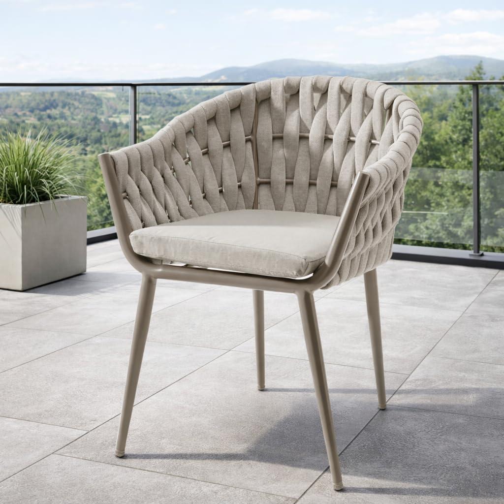 Gartensessel Molino, 61x59x81cm, Taupe, mit Polster