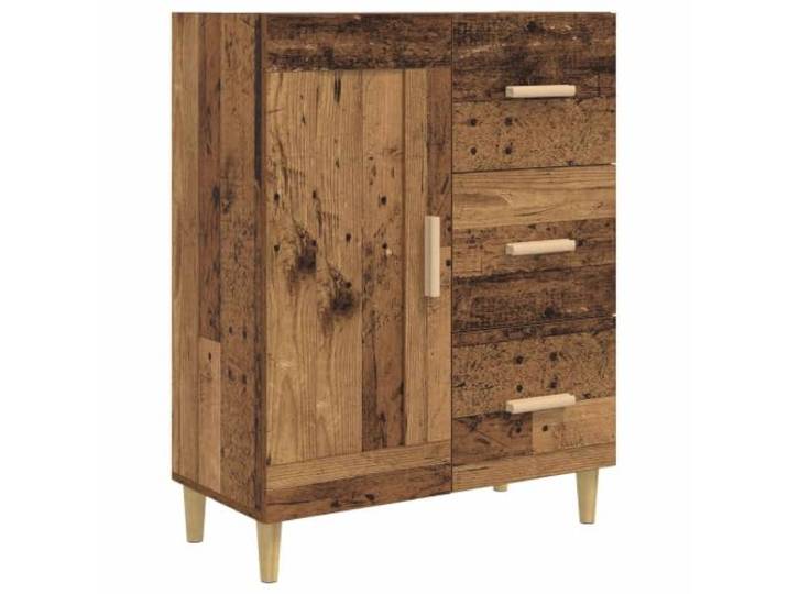 TEKGHUT Sideboard Altholz 69,5 x 34 x 90 cm Holzwerkstoff Brettregale, umkehrbare Tür, 90° Schwenktürscharniere, konische Beine, Feuchtigkeitsresistenz