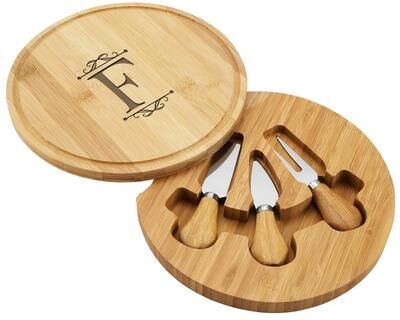 Picnic at Ascot Personalized Bamboo Charcuterie Board Set with Cheese Tools