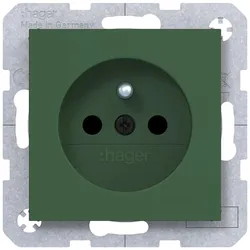 Hager WAS1600C10 Steckdose m. Schutzk.stift, erh. Ber.schutz, Steckkl., A.x/C.x, forest, matt