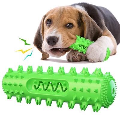 United Interactive Squeaky Dog Toy Bar With Sound & Teeth Cleaning Texture green