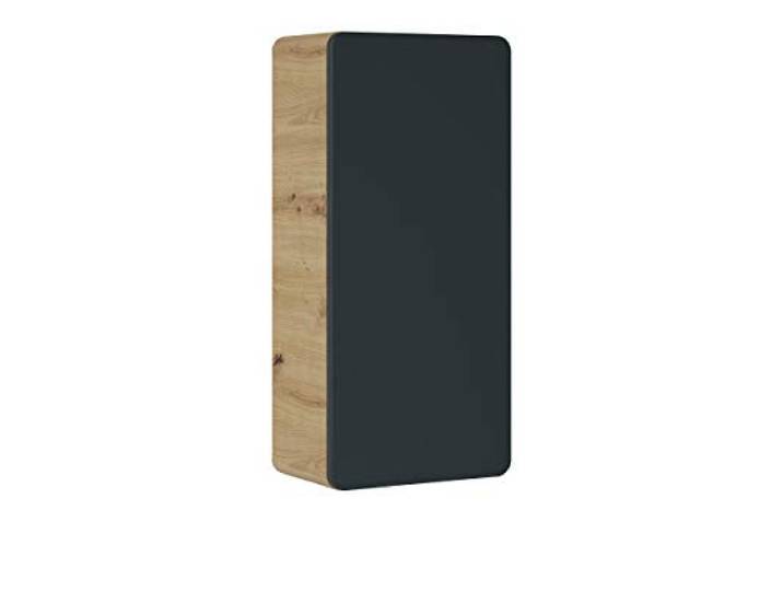Aruba Cosmos Hängeschrank, Mattschwarz, Oberschrank, moderner Schrank, Badezimmermöbel, Schwarz