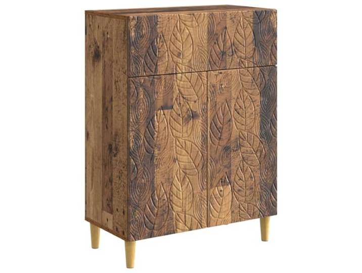 PUGYNBK Sideboard aus Altholz, 66 x 34,5 x 90 cm Vintage-Stil, Schubladen und Regale, Türen 90 Grad, Eukalyptusholz