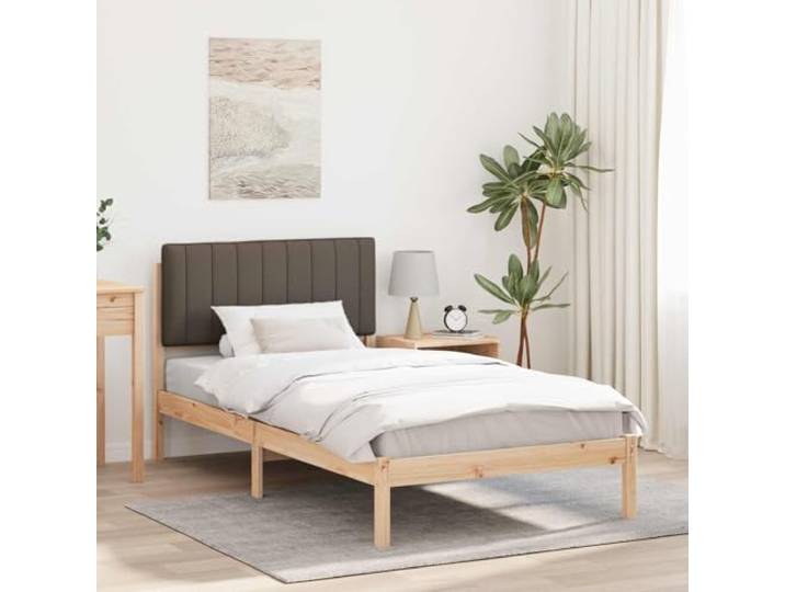 Massivholz Kiefer Leinen Optik Lattenrost Stützkraft Schlafzimmer Taupe 100 Bettgestell Massivholz Kiefer mit Gepolstertem Kopfteil Taupe 100x200 cm Lattenrost Ohne Boxspring Waschbarer Bezug