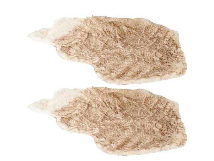 2er-Set Dekoteppich, Kunstfell-Teppich, 60 x 90 cm, beige