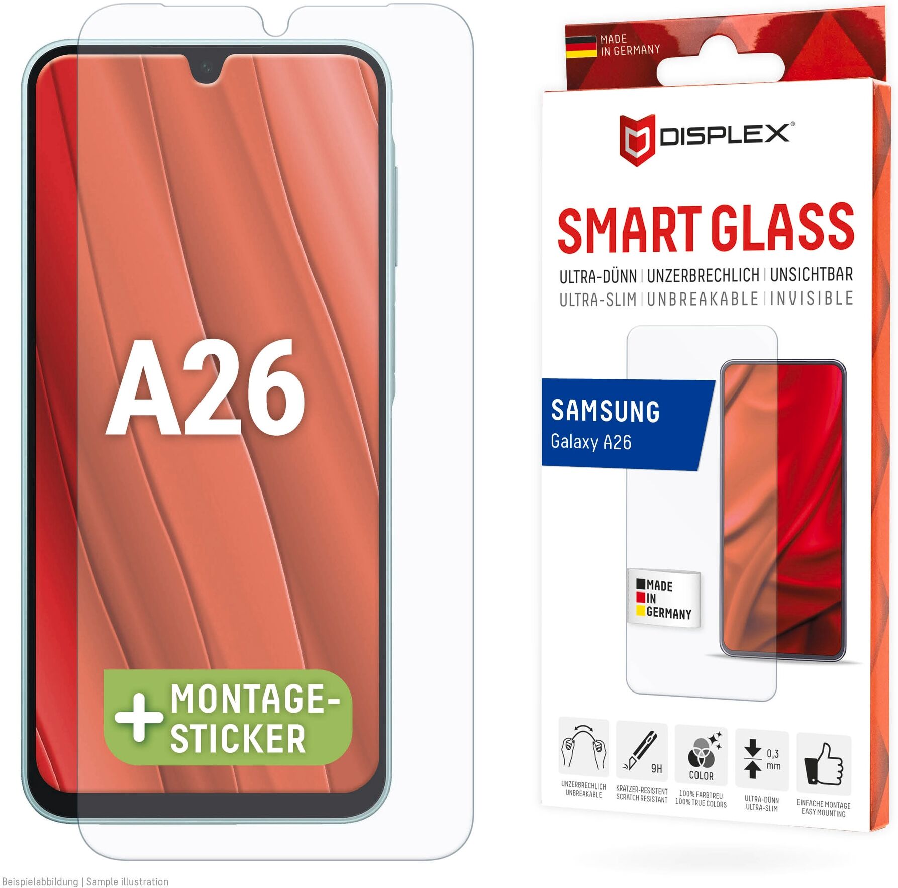 Displex Displayschutzglas "Smart Glass Screen Protection - ultra-dünn, unzerbrechlich, unsichtbar", transparent, B:10cm H:1,2cm T:20mm, Displayfolien, Displayschutzfolie, Schutzfolie, Bildschirmschutz, kratz- & stoßfest, Displayschutzglas