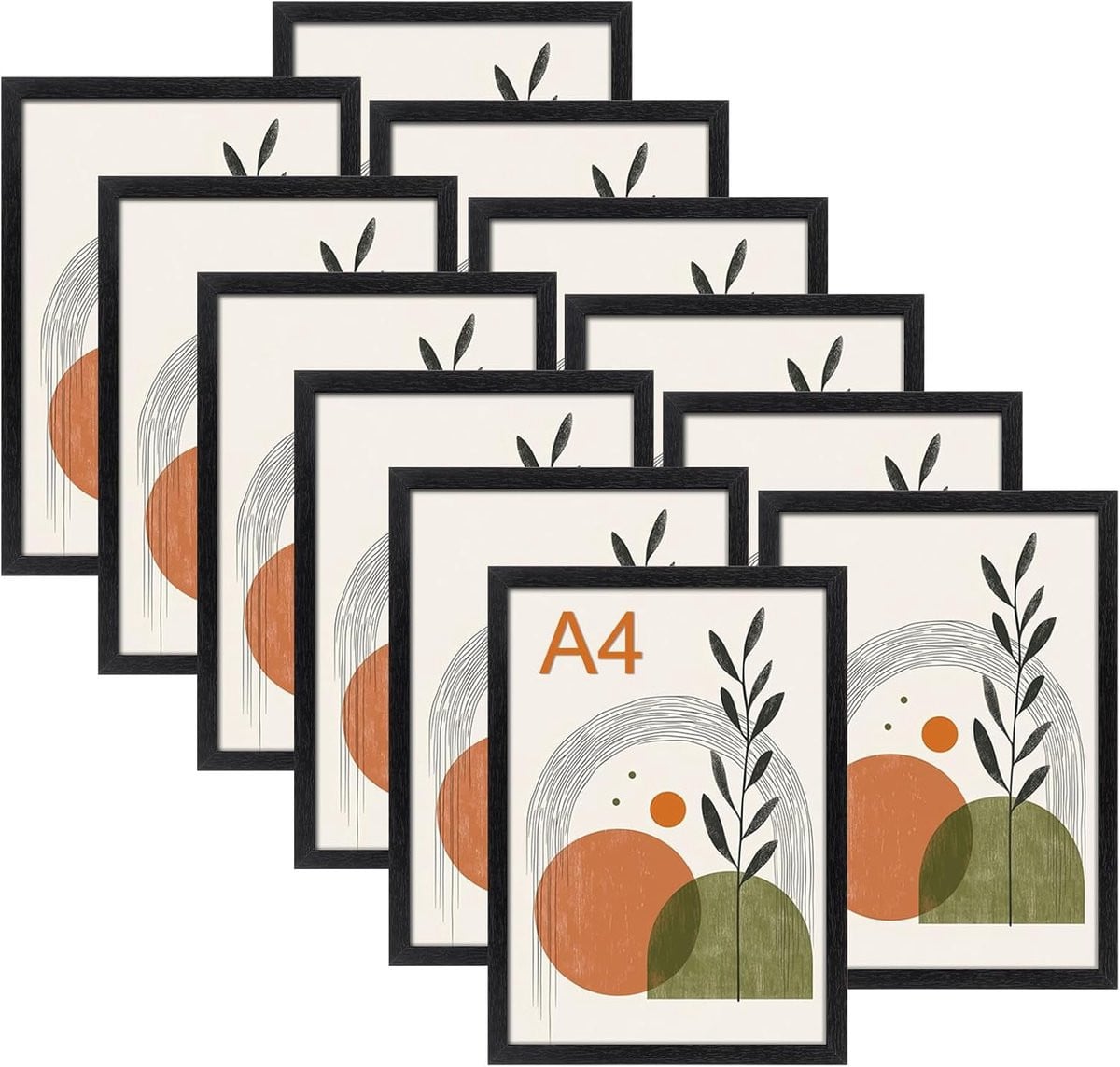 Set van 12 klassieke zwarte fotolijsten voor A4-formaat