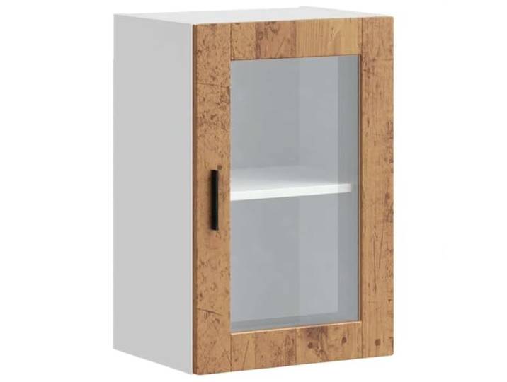 CATRP-Flower Stand Wandschrank für die Küche mit Glastür, Altholz Langlebiges Holz, glatte Oberfläche, feuchtigkeitsbeständig, Aufbewahrung von Schüsseln, Tellern, Töpfen, Wandbefestigung
