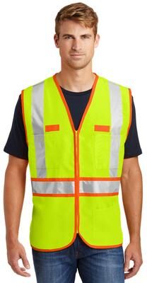 CornerStone CSV407 ANSI 107 Class 2 Dual-Color Safety Vest in Yellow/Safety Orange size Large   Polyester