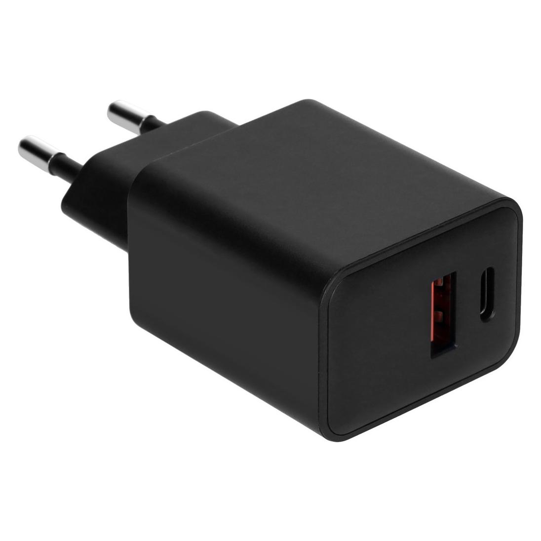 Mobiparts Wall Charger Dual USB-C/USB-A with USB-C to USB-C cable Black (30 W, 2 Ports) (MP-132431)