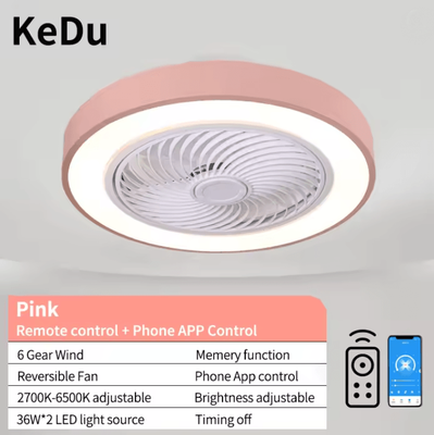 Inspire Essentials LumiBreeze Modern Ceiling Fan Light With Remote Control Quiet, Energy Efficient, And Stylish Home Lighting Solution 110v pink